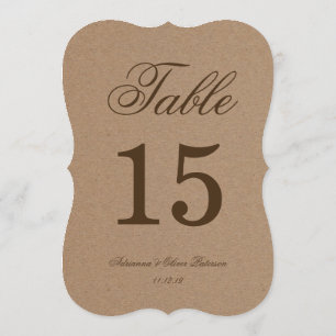 Rustic Kraft Paper Wedding Tischnummer