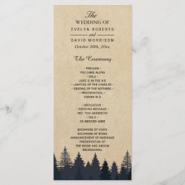 Rustic Kraft Pine Tree Forest Wedding Programme