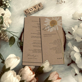 Rustic Kraft Programme de mariage floral séché