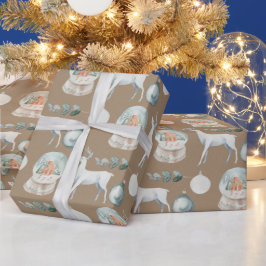 Rustic Kraft Reindeer Snow Globe Baby Kleinkind Geschenkpapier