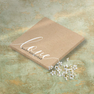 Rustic Kraft Schrift Liebenswerter Name Post-it Klebezettel