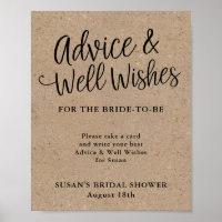 Rustic Kraft Script Brautparty Advisor & Wishings