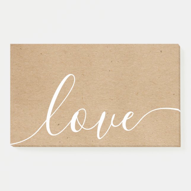 Rustic Kraft Script-Liebe Post-it Klebezettel (Vorderseite)