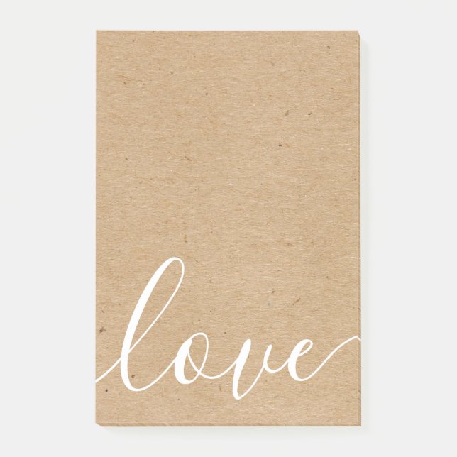 Rustic Kraft Script-Liebe Post-it Klebezettel (Vorderseite)