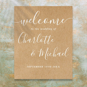 Rustic Kraft Signature Script Wedding Willkommensz Poster