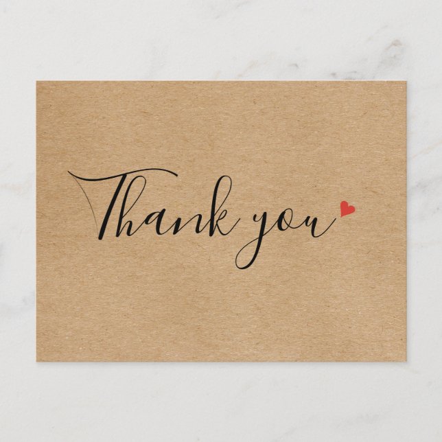 Rustic Kraft Simple Script Business Vielen Dank Postkarte (Vorderseite)