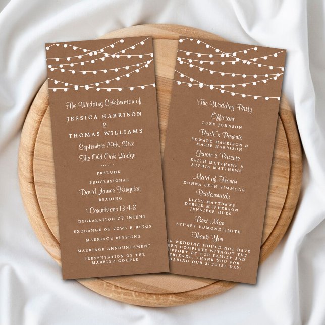 Rustic Kraft String programme de mariage (Créateur téléchargé)