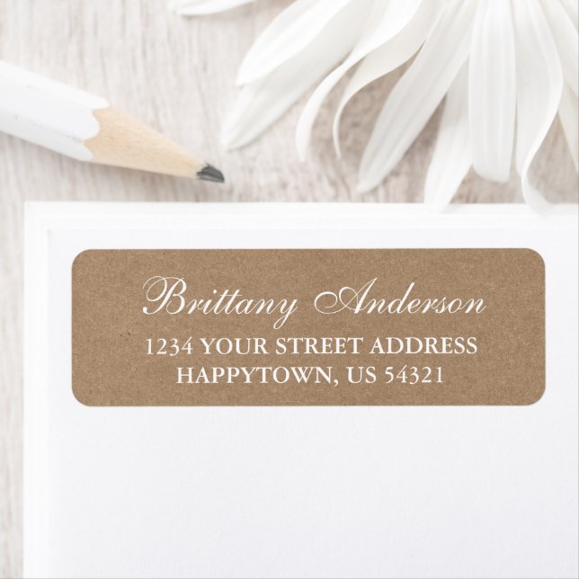 Rustic Kraft Style Wedding Return Address Label (Insitu)