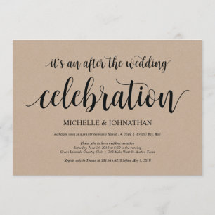 Rustic Kraft Wedding Elopement Empfang lädt ein Einladung