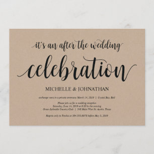 Rustic Kraft Wedding Elopement Empfang lädt ein Einladung