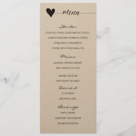 Rustic kraft Wedding Menu Herzkalligrafie Menükarte