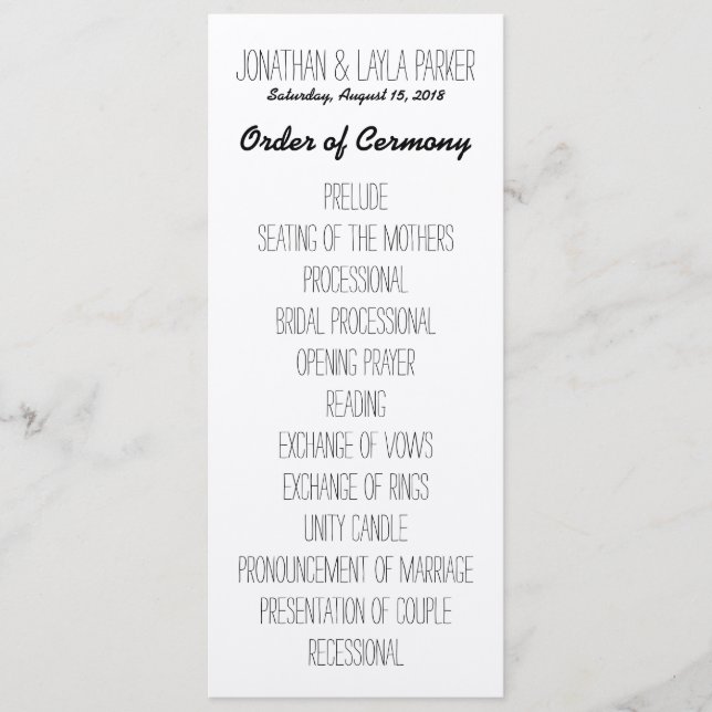Rustic Kraft Wedding Program Programm (Vorderseite)