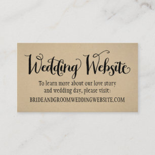 Rustic Kraft Wedding Website Black Script Begleitkarte