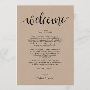Rustic Kraft Wedding Welcome and Itinerary Card Programm