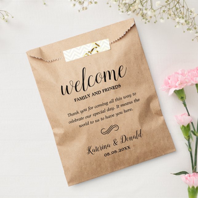 Rustic Kraft Wedding Welcome Fevor Bags Geschenktütchen (Versiegelt)