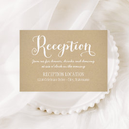 Rustic Kraft Wedding White Script Empfang Begleitkarte