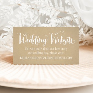 Rustic Kraft Wedding White Script Website Begleitkarte