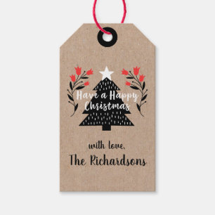Rustic Kraft Weihnachtsbaum-Geschenk-Tag Geschenkanhänger