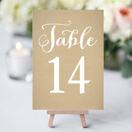 Rustic Kraft White Script Wedding Tischnummer