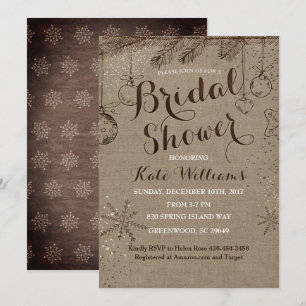 Rustic Kraft Winter Bridal Shower Einladungen