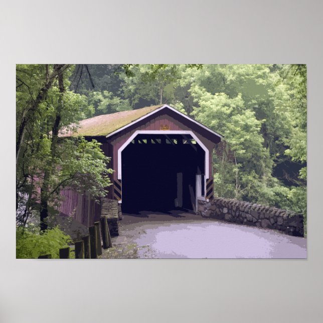 Rustic Kurtz Mill Covered Bridge Lancaster PA Poster (Vorne)