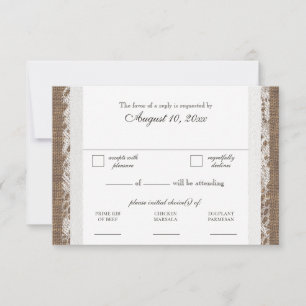 Rustic Lace and Burlap Wedding RSVP Dinner Wählen