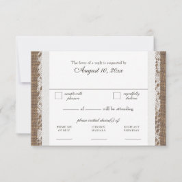 Rustic Lace and Burlap Wedding RSVP Dinner Wählen Karte