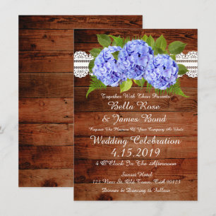 Rustic Lace Blue Hydrangea Hochzeit Einladung