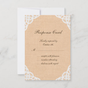 Rustic Lace & Burlap RSVP Karte