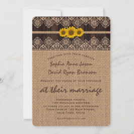 Rustic Lace Burlap Wood Wedding Einladung