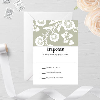 Rustic Lace Wedding RSVP Card Karte