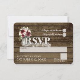 Rustic Ladder Liebe Burgundy Rose UAWG Wedding RSVP Karte