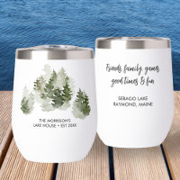 Rustic Lake House Aquarelle Pine Arbres Personnali