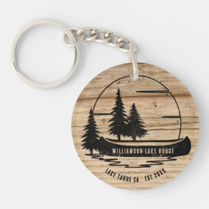 Rustic Lake House Nature Custom Familienname Schlüsselanhänger
