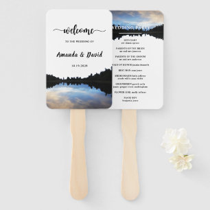 ©Rustic Lake Reflections Lakeside Wedding Hand Fan Fächer