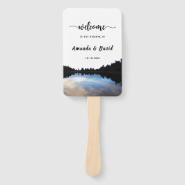 ©Rustic Lake Reflections Lakeside Wedding Hand Fan Fächer