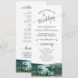 Rustic Lake Tahoe Watercolor Landscape Wedding Programm