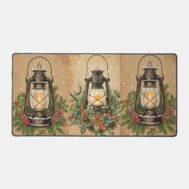 Rustic lantern Christmas holly pine festive winter Schreibtischunterlage