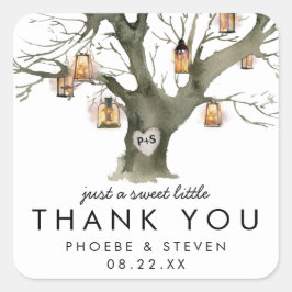 Rustic Lanterns Oak Tree Sweet Gastgeschenk Hochze Quadratischer Aufkleber
