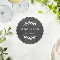 Rustic Laurel Branch Wreath Nachname Monogram