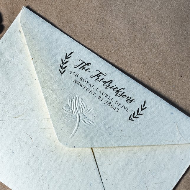 Rustic Laurel Familienname Rücksendeadresse Gummistempel (Rubber Stamp Mock-up)