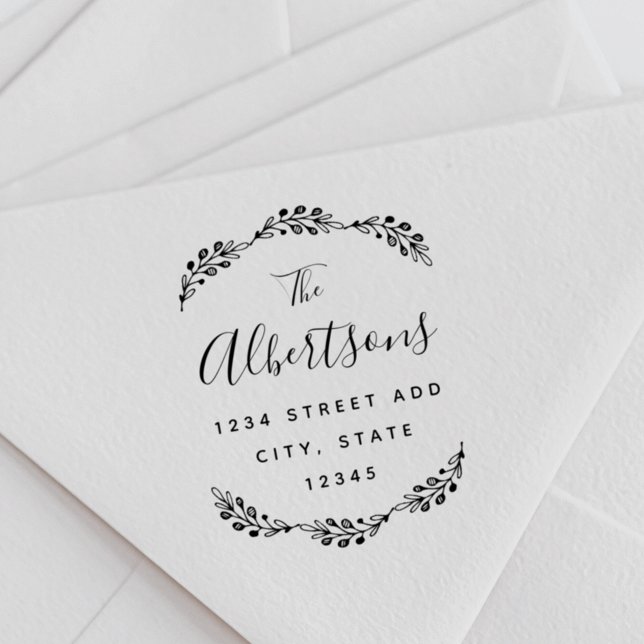 Rustic Laurel Familienname Rücksendeadresse Permastempel (Von Creator hochgeladen)