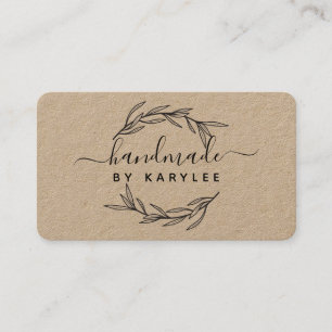Rustic Laurel Leaf Handmade Script Visitenkarte