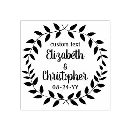 Rustic Laurel Wreath Simple Country Wedding Script Gummistempel
