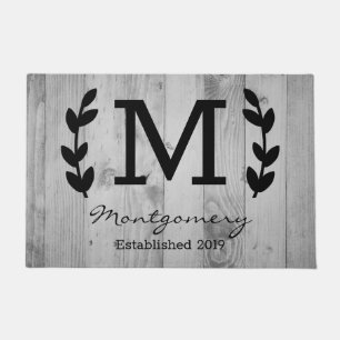 Rustic Laurels Gray Barn Wood Planks Personalisier Fußmatte