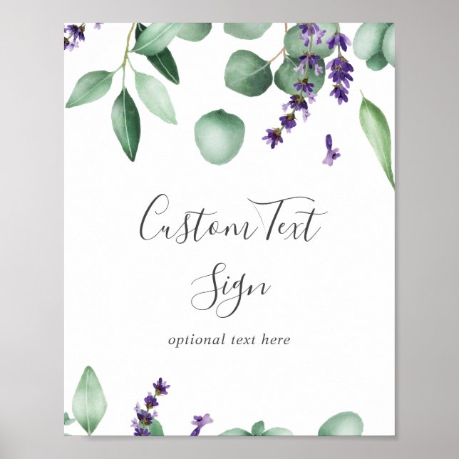Rustic Lavender and Eucalyptus Custom Text Sign Poster (Vorne)