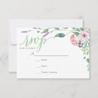 RUSTIC Lavender Aquarell Blätter RSVP Card
