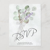 Rustic Lavender Eucalyptus Bouquet Wedding RSVP