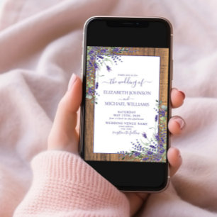 Rustic Lavender Eucalyptus Wood Script Wedding Inv Einladung