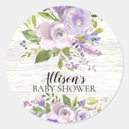 Rustic Lavender Floral Baby Dusche Umschlag Aufkle Runder Aufkleber